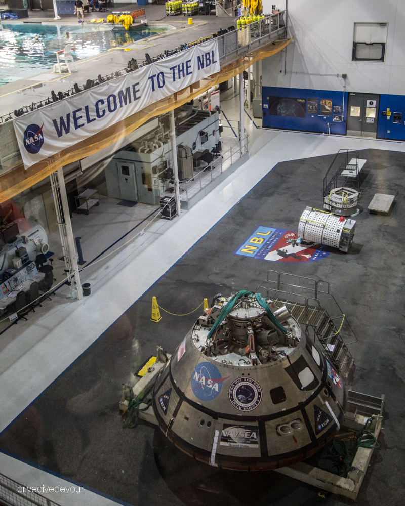 Orion module awaiting testing in the NASA Neutral Buoyancy Labratory