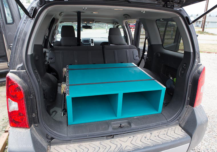 Rex's trunk organizer built on a picnic table in Leadville, Colorado. 