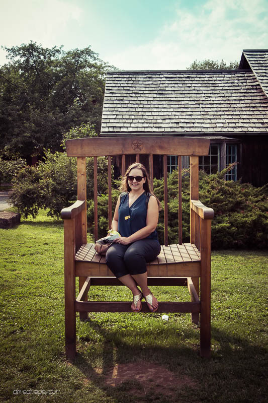 Kerensa on an over-sized chair