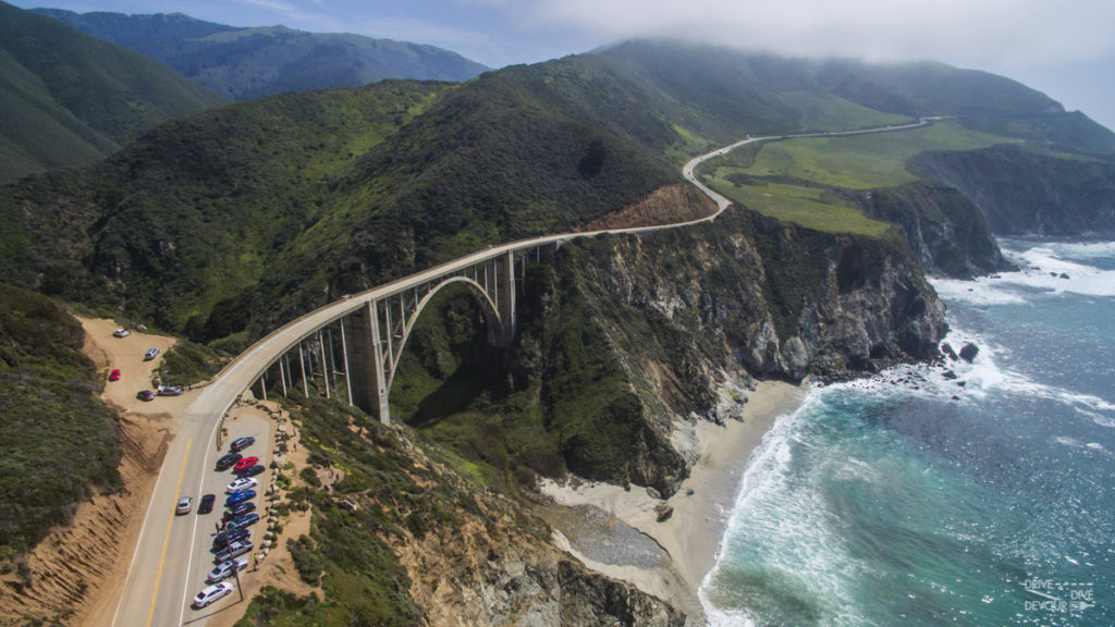 A crowded Bixby Bridge in Central Coast CA